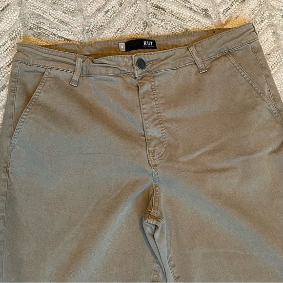 Kut From The Kloth Khaki Elizabeth Fab Ab Trousers Pants Pockets Straight Leg - Picture 2 of 11